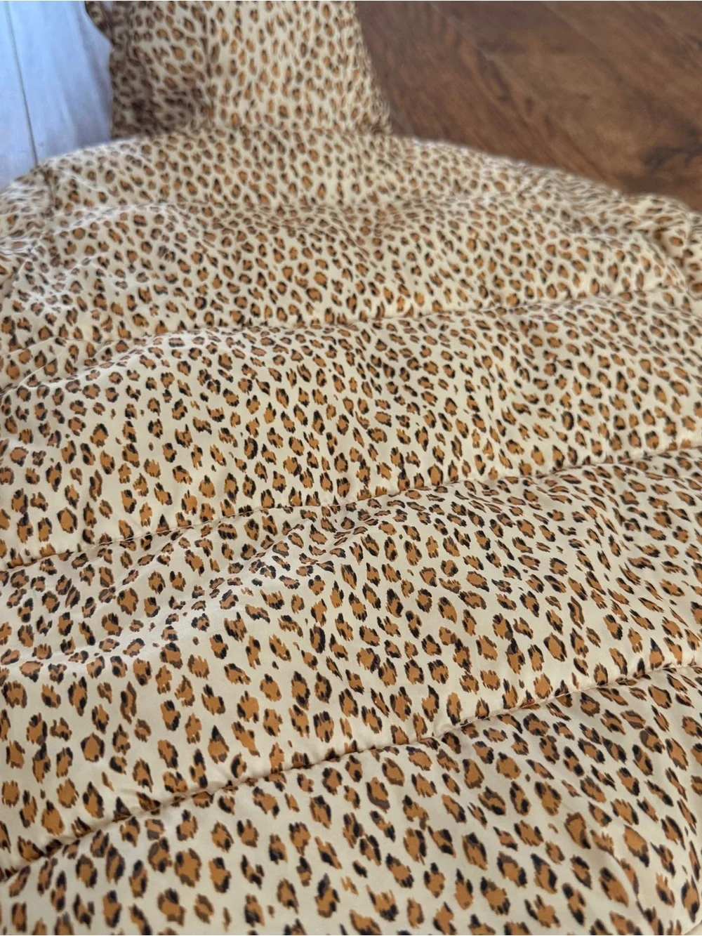 GAP Leopard-Print Hooded Puffer Snowsuit in Cream and Brown